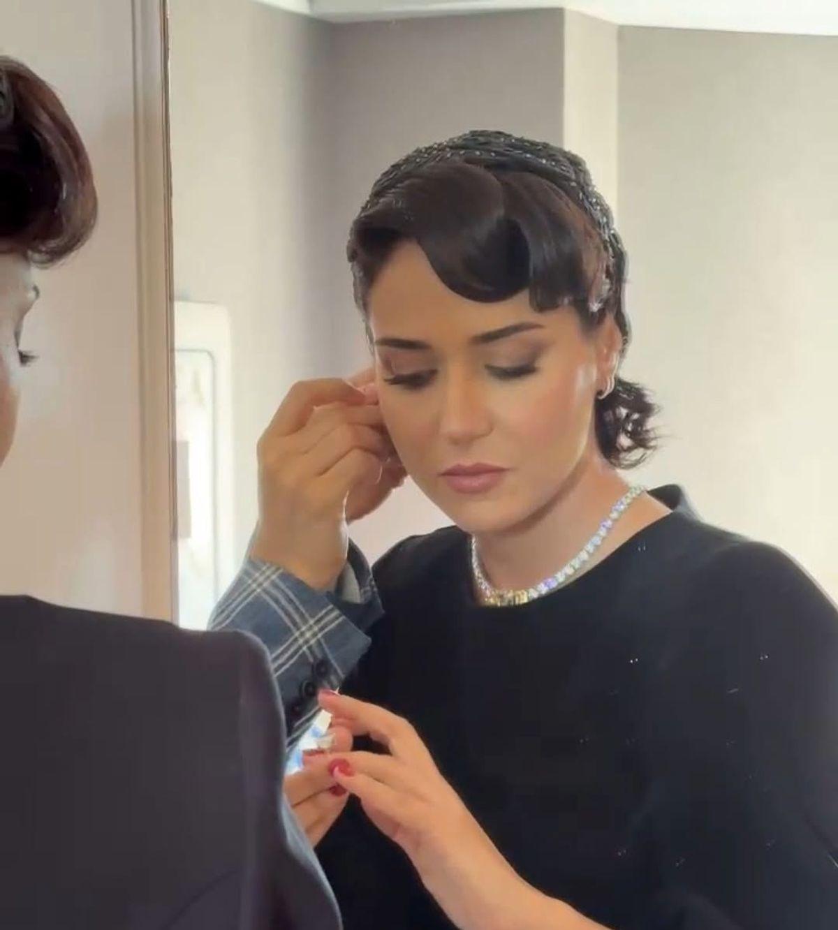 مراحل آماده سازی و میکاپ پریناز ایزدیار برای حضور در جشنواره کن