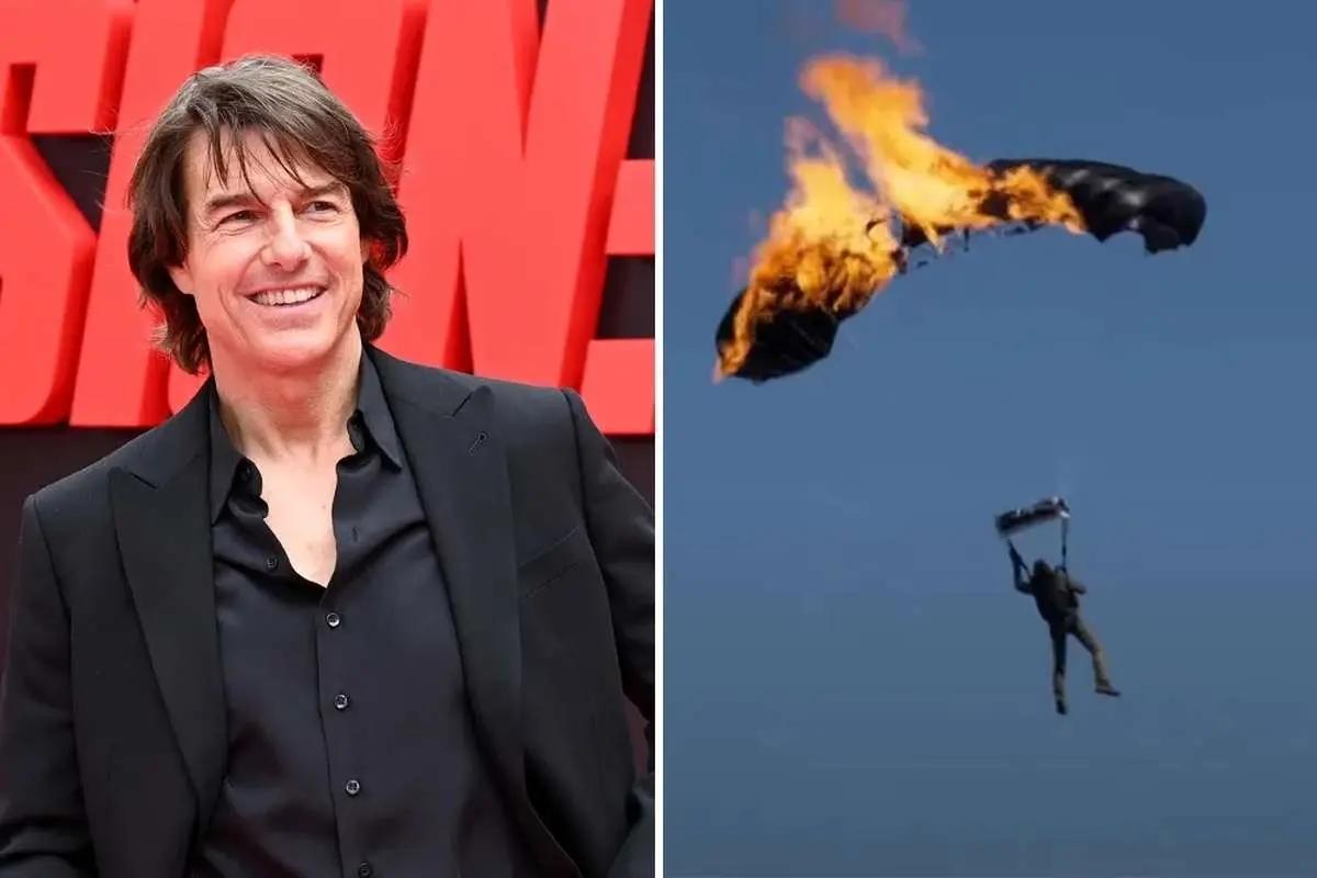 تام کروز با ۱۶ پرش با چتر نجات آتشین رکورد گینس را شکست