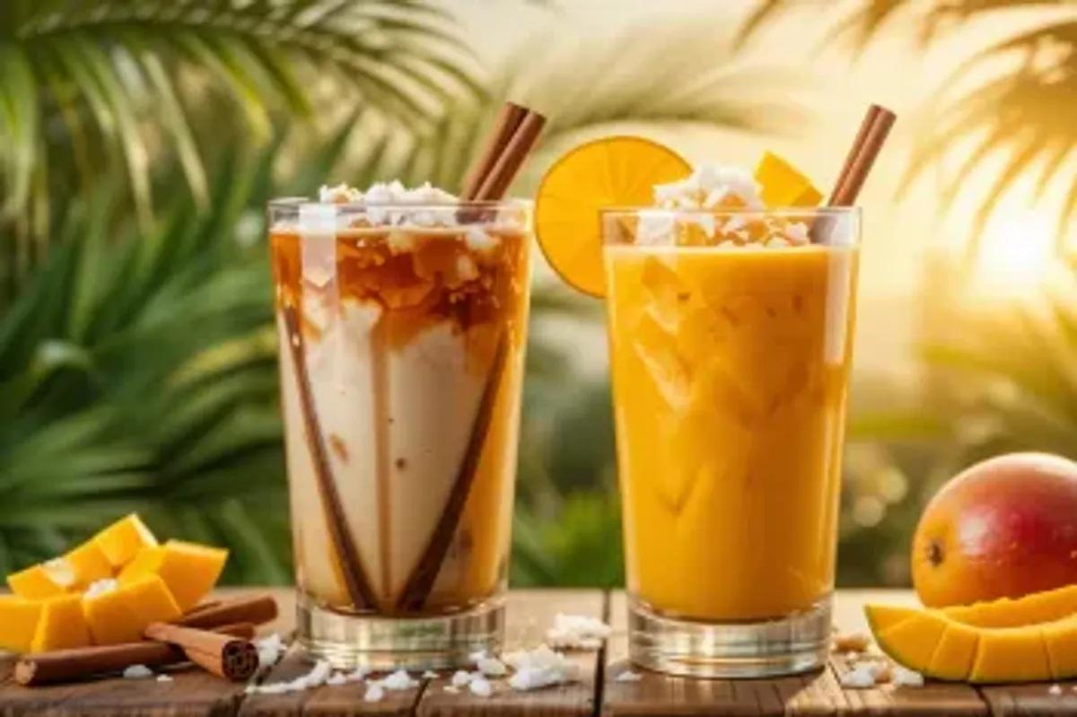 دو مدل نوشیدنی خوشمزه با شیر نارگیل (چای ماسالا و اسموتی انبه)